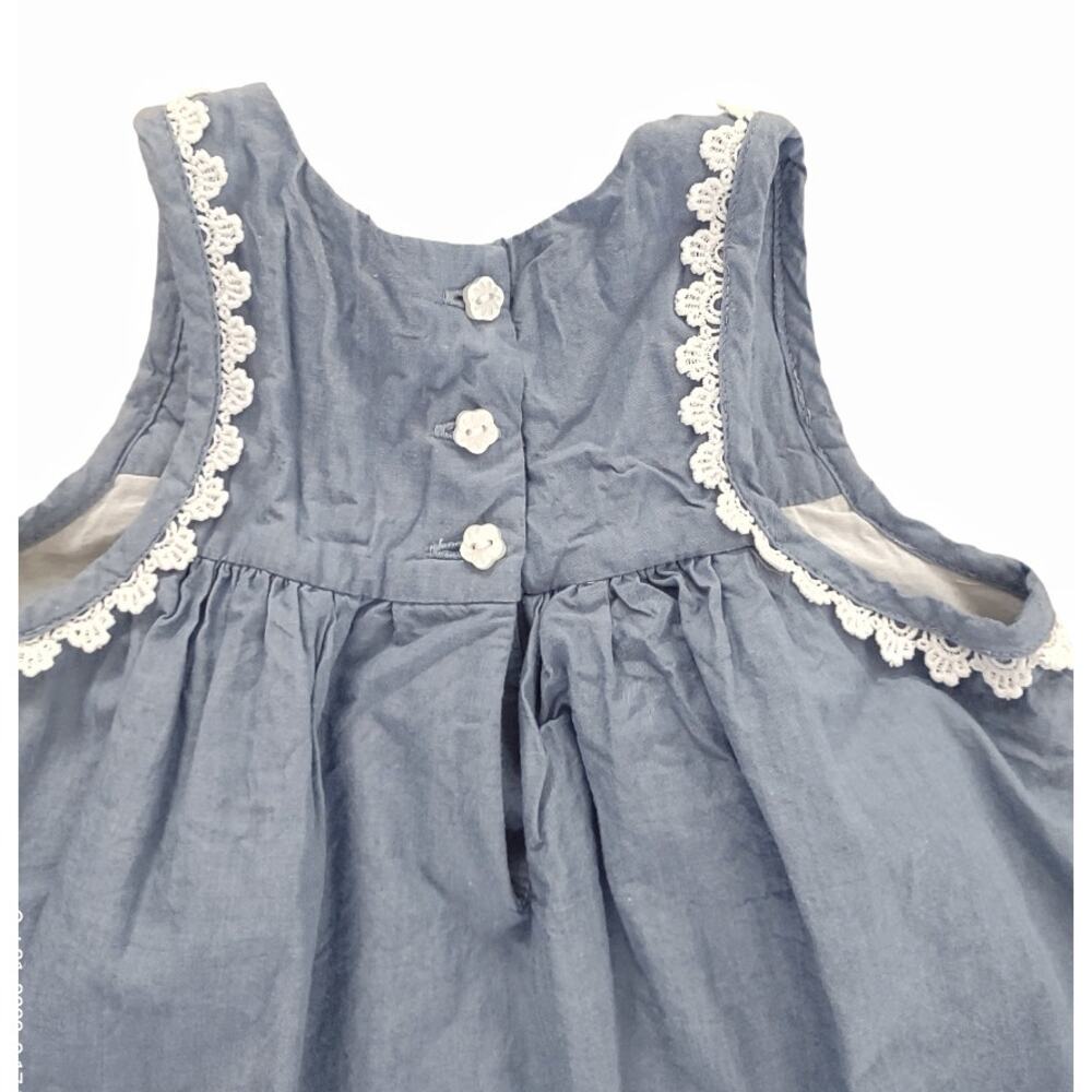 ARTISAN NY Girls Chambray Cotton Sundress Dress Size 4T Denim Lace Hem Easter - Picture 4 of 9